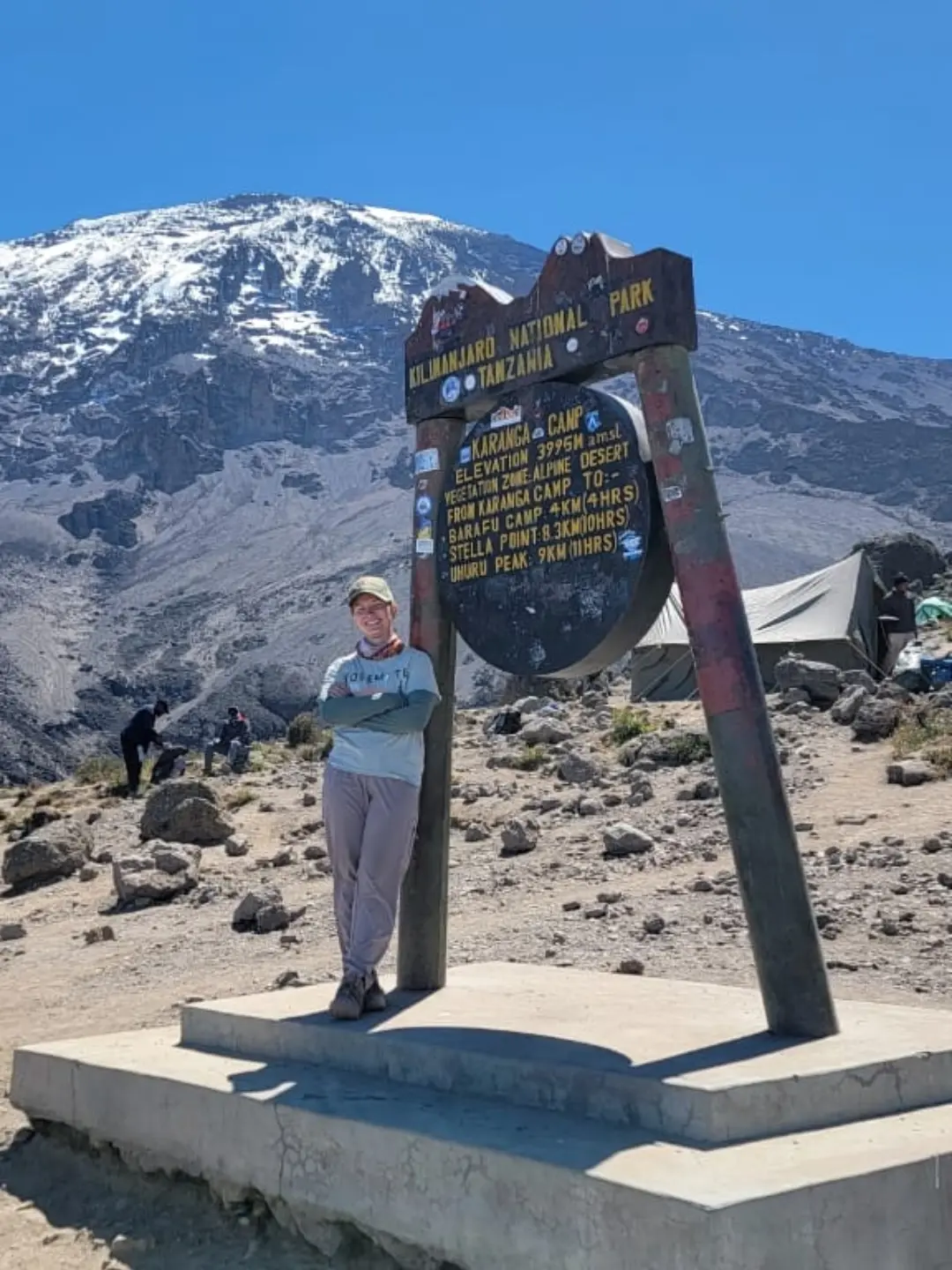 Hikers at sunrise on Mount Kilimanjaro